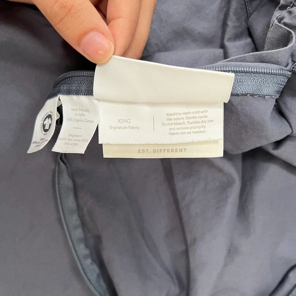 Boll & Branch Gray Signature Hemmed Pillowcase Pair King Size Organic Cotton